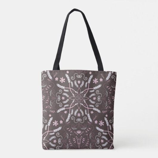 Elegantes Dark Botanical Mandala Muster Tasche (Rückseite)