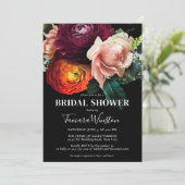 Elegantes Dark Burgundy Orange Brautparty Einladung (Stehend Vorderseite)