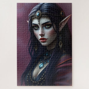 Elegantes Dark Elf Portrait - Mystische Fantasie A Puzzle