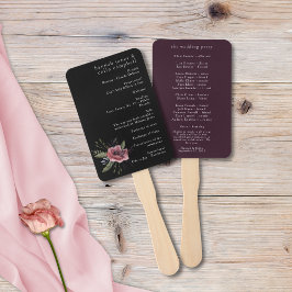 Elegantes Dark Floral Cascade Black Burgundy Progr Fächer