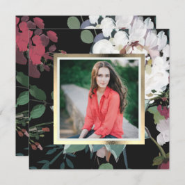 Elegantes Dark Floral Graduation Party Foto Einladung