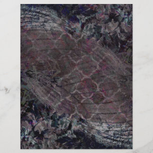 Elegantes Dark Floral Grunge Scrapbook Paper