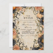 Elegantes Dark Floral Halloween-Party Einladung (Vorderseite)