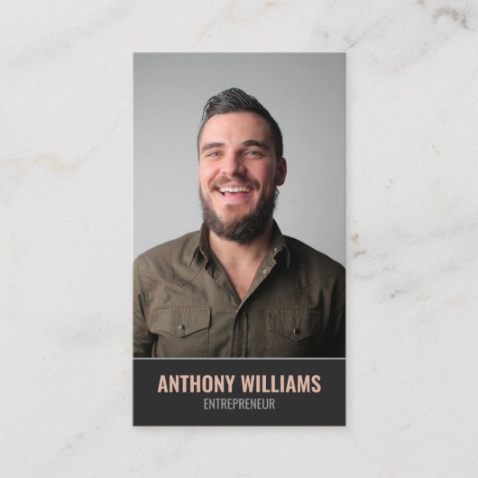 Elegantes Dark Foto Visitenkarte (Vorderseite)