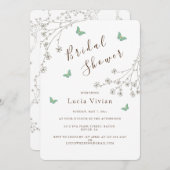 Elegantes Dark Gold Butterfly Brautparty Einladung (Vorne/Hinten)