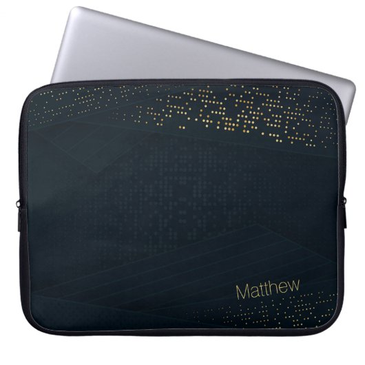 Elegantes Dark-Gold Halbtonmuster und Individuelle Laptopschutzhülle (Vorderseite)