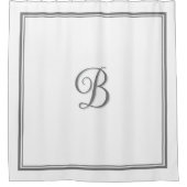 Elegantes Dark Gray Double Border Script Monogram Duschvorhang (Vorderseite)