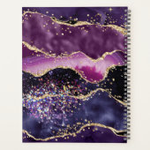 Elegantes Dark Lila & Gold Glitzer Agate Monogram Planer (Rückseite)