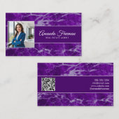 Elegantes Dark Lila Marble Foto Realt Anwesen Visitenkarte (Vorne/Hinten)