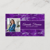 Elegantes Dark Lila Marble Foto Realt Anwesen Visitenkarte (Vorderseite)