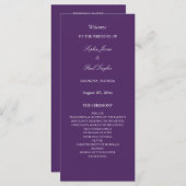 Elegantes Dark Lila Wedding Program (Vorne/Hinten)