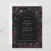 Elegantes Dark Moody Romantic Floral Foto Save The Date (Vorderseite)