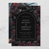 Elegantes Dark Moody Romantic Floral Foto Save The Date (Vorne/Hinten)