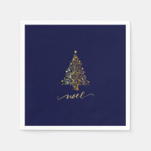 Elegantes Dark Navy Blue & Gold Weihnachtsbaum Wei