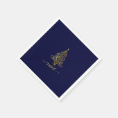 Elegantes Dark Navy Blue & Gold Weihnachtsbaum Wei Serviette (Ecke)