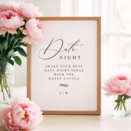 Elegantes Date Night Ideas Activity Sign Poster