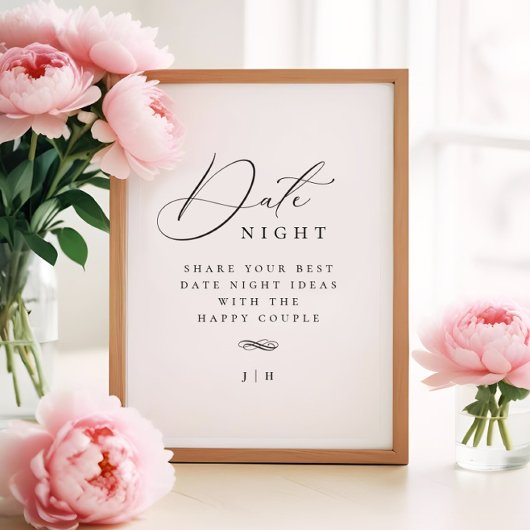 Elegantes Date Night Ideas Activity Sign Poster