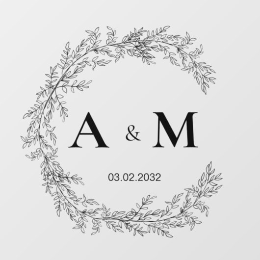 Elegantes Datum für die Namen von Hochzeitsmonogra Fensteraufkleber (Blatt)