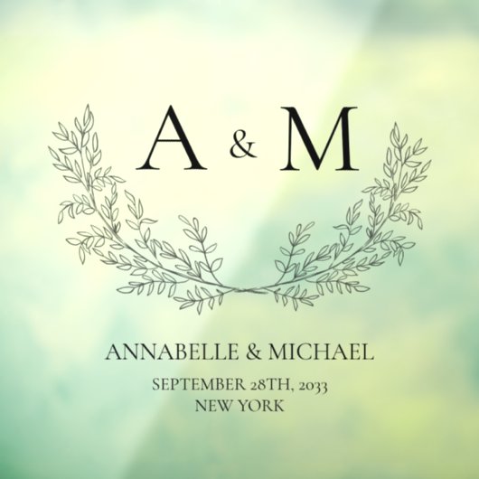 Elegantes Datum für die Namen von Hochzeitsmonogra Fensteraufkleber (Blatt 3)