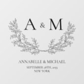 Elegantes Datum für die Namen von Hochzeitsmonogra Fensteraufkleber (Blatt)