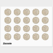 Elegantes Datum Vintag Chic Name Runder Aufkleber (Blatt)