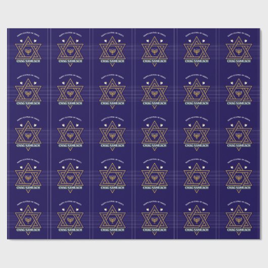 Elegantes Davidstern-Hanukkah-Geschenkpapier  Geschenkpapier (Flach)