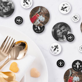 Elegantes Decorative Cross Monogram & Fotos Weddin Konfetti