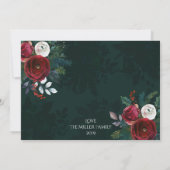 Elegantes Deep Green Floral "Frohe Weihnachten" Fo Einladung (Rückseite)