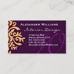 Elegantes Deep Purple Monogramm W anpassbar Visitenkarte