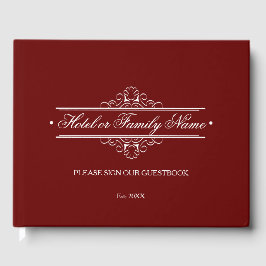 Elegantes Deep Red Personalisiert Hotel oder Famil Gästebuch