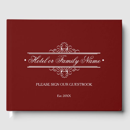 Elegantes Deep Red Personalisiert Hotel oder Famil Gästebuch (Vorderseite)
