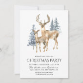 Elegantes Deer Pine Tree Weihnachts-Party Einladung (Vorderseite)