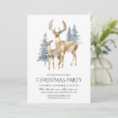 Elegantes Deer Pine Tree Weihnachts-Party Einladung (Stehend Vorderseite)