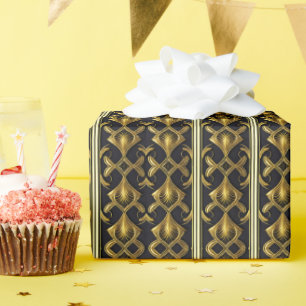 Elegantes Deko in Schwarz und Gold Geschenkpapier