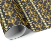 Elegantes Deko in Schwarz und Gold Geschenkpapier (Rolleneckpunkt)
