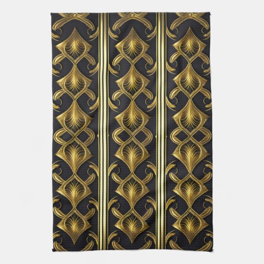 Elegantes Deko in Schwarz und Gold Geschirrtuch (Vertikal)