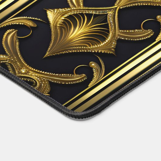 Elegantes Deko in Schwarz und Gold Schreibtischunterlage (Ecke)