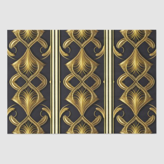 Elegantes Deko in Schwarz und Gold Seidenpapier (Vorderseite)