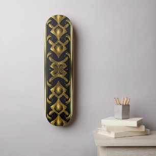Elegantes Deko in Schwarz und Gold Skateboard