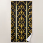 Elegantes Deko in Schwarz und Gold Strandtuch (Vorderseite)