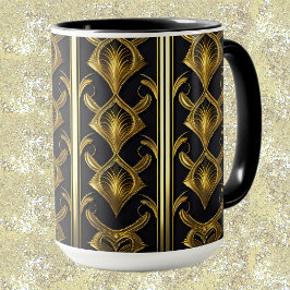 Elegantes Deko in Schwarz und Gold Tasse