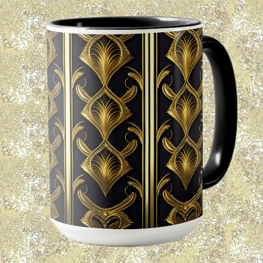 Elegantes Deko in Schwarz und Gold Tasse