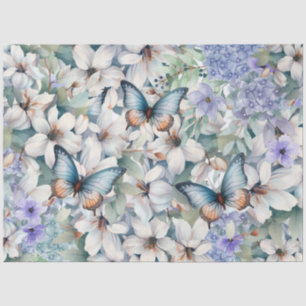 Elegantes Dekor von Blumen und Schmetterlingen Seidenpapier
