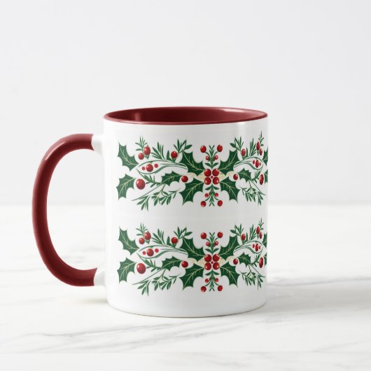 Elegantes dekoratives botanisches Weihnachtsfest Tasse (Links)