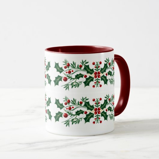 Elegantes dekoratives botanisches Weihnachtsfest Tasse (VorderseiteRechts)