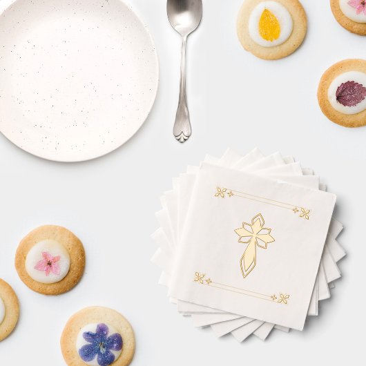 Elegantes dekoratives Cross No Text Religious Even Servietten Mit Folie