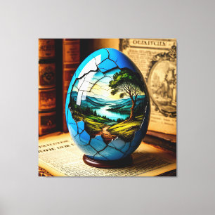 Elegantes dekoratives Ei mit Landschaftlicher Land Leinwanddruck