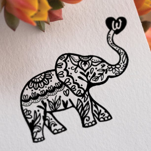 Elegantes dekoratives verziertes Elefant-mit Gummistempel