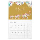 Elegantes dekoratives verziertes Elefant-mit Kalender (Mär 2026)