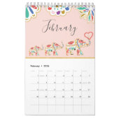 Elegantes dekoratives verziertes Elefant-mit Kalender (Feb 2026)